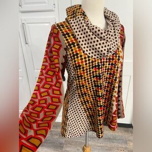 Ivy Jane XS Hi Lo Sweater Tunic Top Mod MCM Cowl Neck Long Sleeve Retro 1960’s